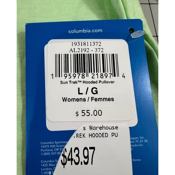 Columbia Women's Sun Trek Hooded Pullover Sz. L Light Green Omni-Shade UPF 50 - Picture 4 of 11